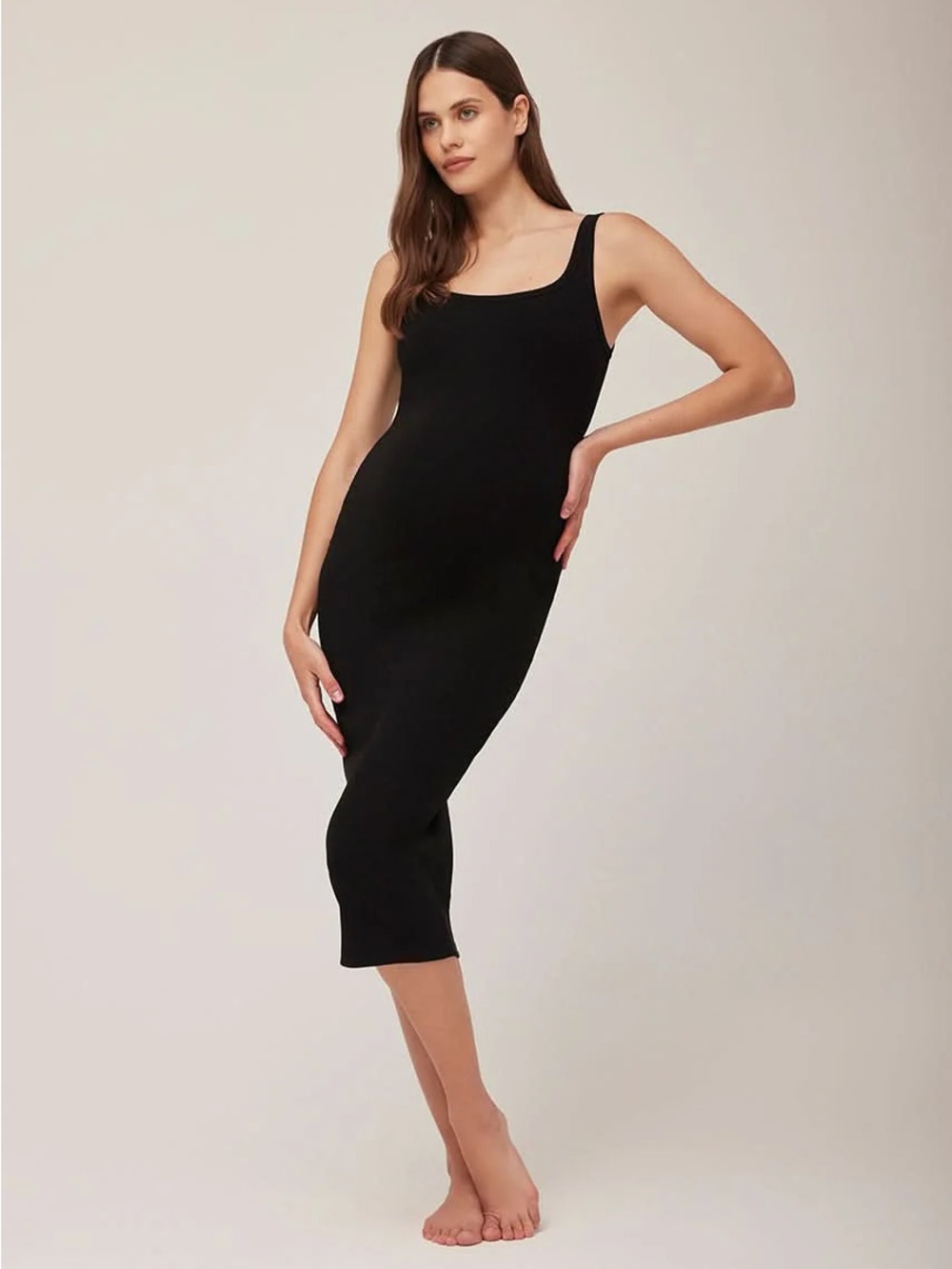 Bumpsuit Sculpting Rib Midi Dress Chocolate Brown Size XS - Picture 5 of 13